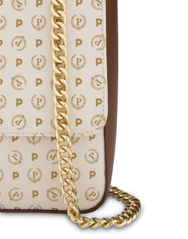 Pollini Borsa A Spalla Con Catena Heritage Logo Classic Avorio/marrone Latest fashion