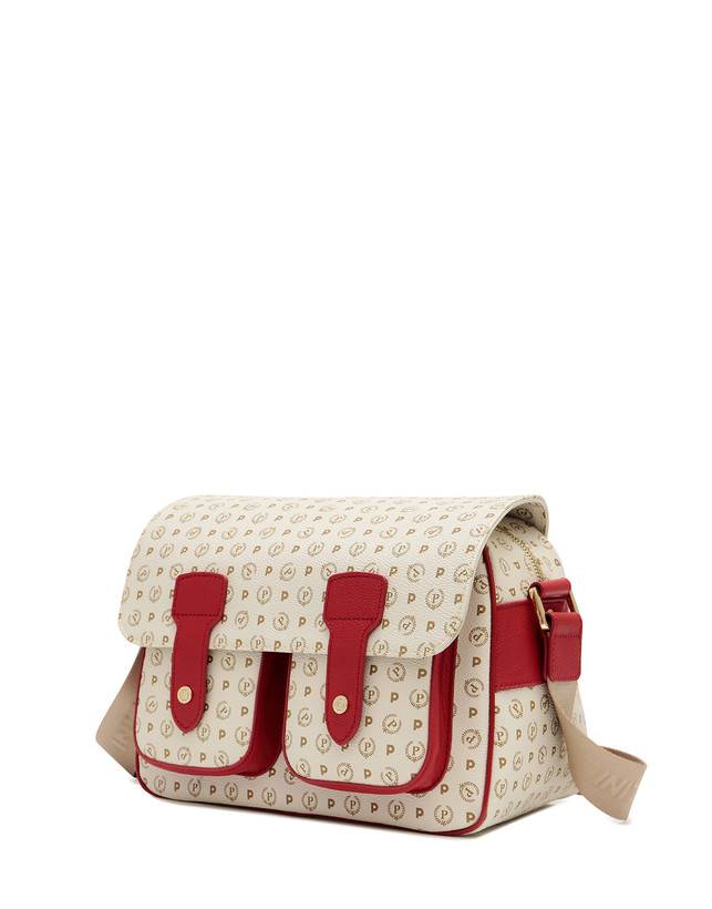 Pollini Borsa Messenger Heritage Logo Classic Avorio/lacca Offerta temporanea