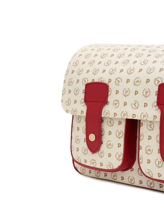 Pollini Borsa Messenger Heritage Logo Classic Avorio/lacca Offerta temporanea