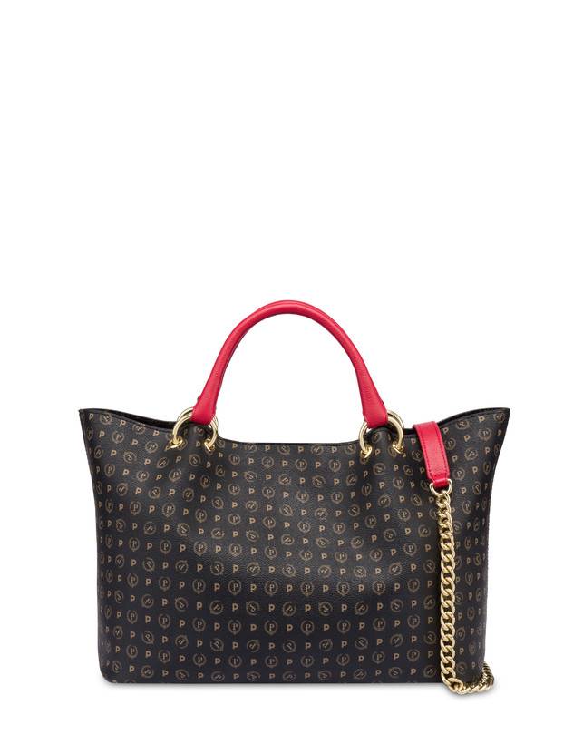 Pollini Borsa Doppio Manico In Pvc Heritage Logo Classic Nero/lacca Bestseller