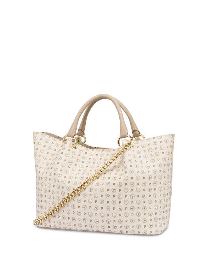 Pollini Borsa Doppio Manico In Pvc Heritage Logo Classic Avorio/ghiaccio Offerte stagionali