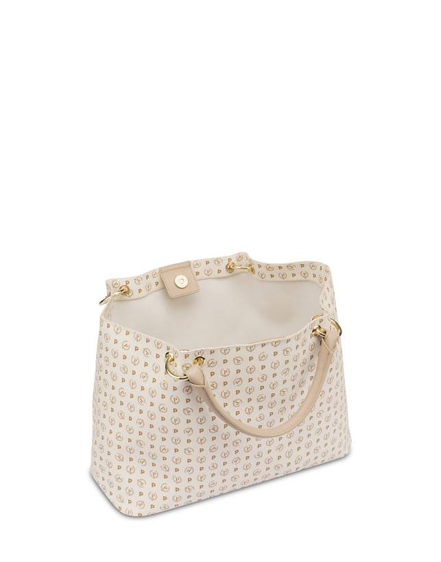 Pollini Borsa Doppio Manico In Pvc Heritage Logo Classic Avorio/ghiaccio Offerte stagionali