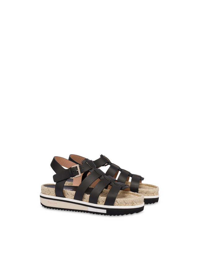 Pollini Sandali Fussbett In Vacchetta Flower Garden Nero Offerte giornaliere