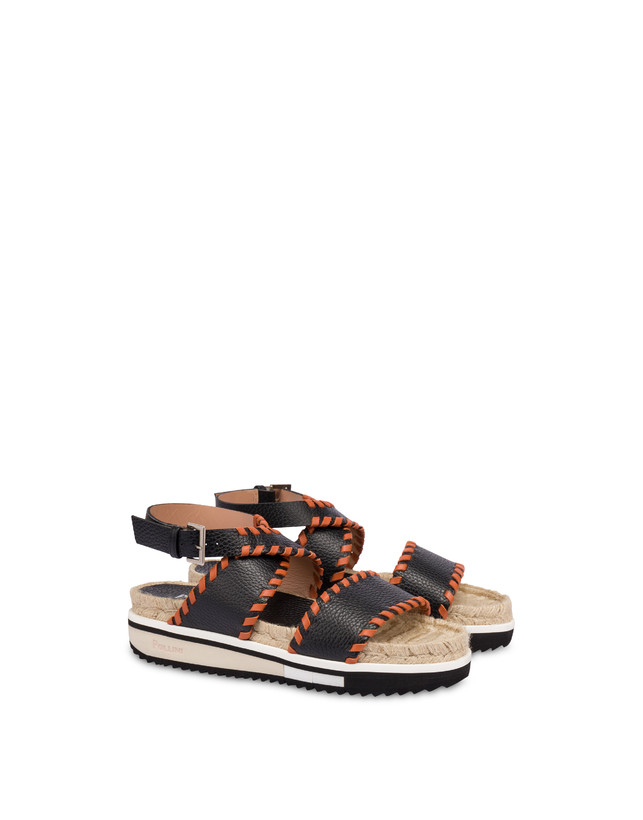 Pollini Sandali Fussbett In Vitello Decorato Flower Garden Nero/wood Enormi risparmi