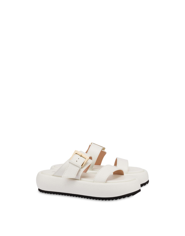 Pollini Sandali Flatform In Vitello Bottalato Ethos Bianco Prezzo basso