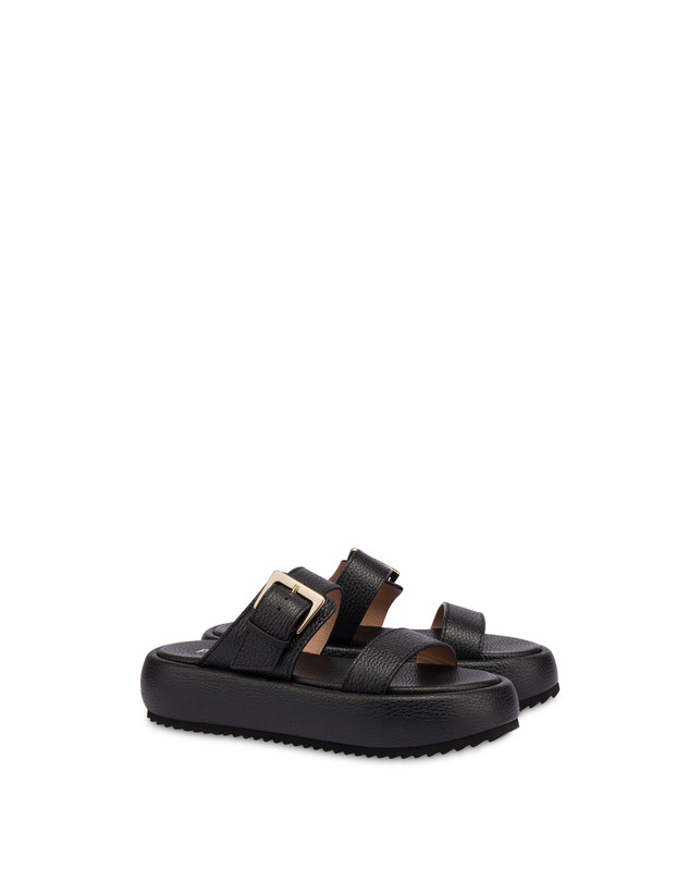 Pollini Sandali Flatform In Vitello Bottalato Ethos Nero Super Saving Price