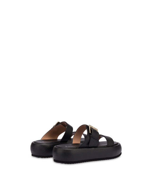 Pollini Sandali Flatform In Vitello Bottalato Ethos Nero Super Saving Price