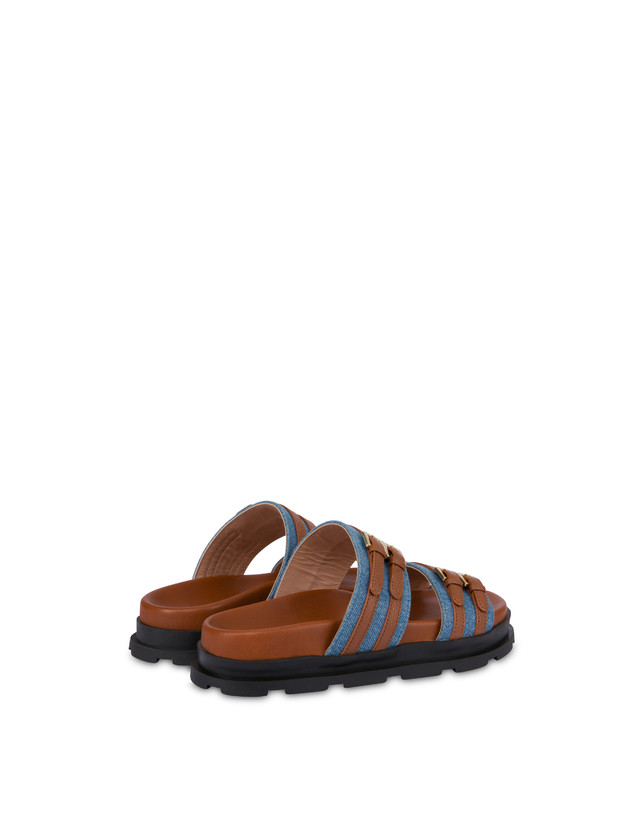 Pollini Ciabatte In Tessuto Denim E Vitello Nikki Denim/wood Offerta settimanale