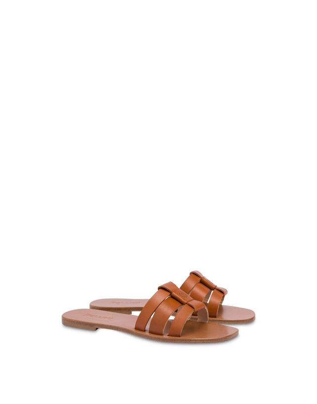 Pollini Sandali Flat In Vacchetta Sahara Wood Ultimi due giorni