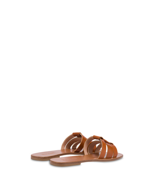 Pollini Sandali Flat In Vacchetta Sahara Wood Ultimi due giorni
