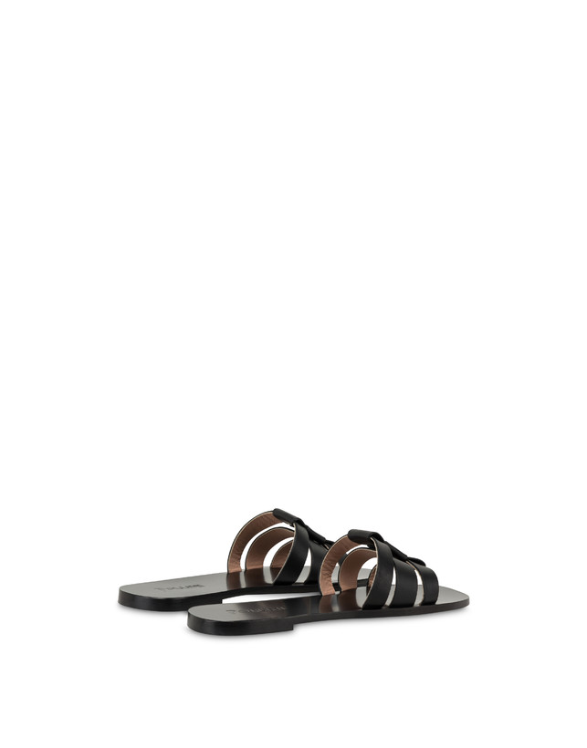 Pollini Sandali Flat In Vacchetta Sahara Nero Ultimo giorno