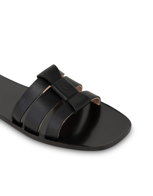 Pollini Sandali Flat In Vacchetta Sahara Nero Ultimo giorno