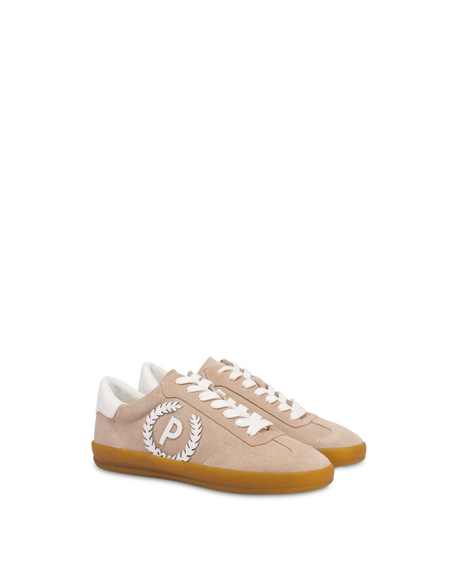 Pollini Sneakers In Crosta Venus Beige/bianco Fino al 50% di sconto