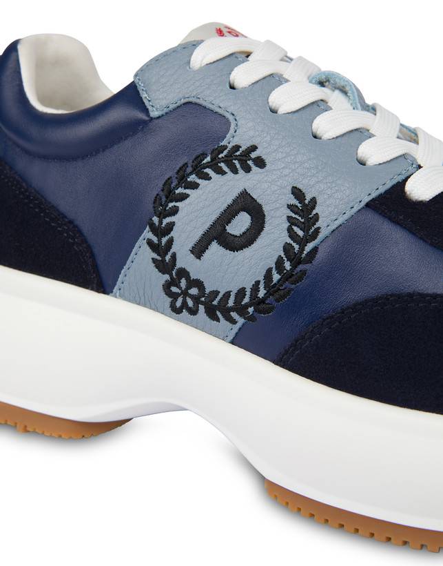 Pollini Sneakers In Vitello E Crosta Emily Navy/navy/sky/nero Only for today