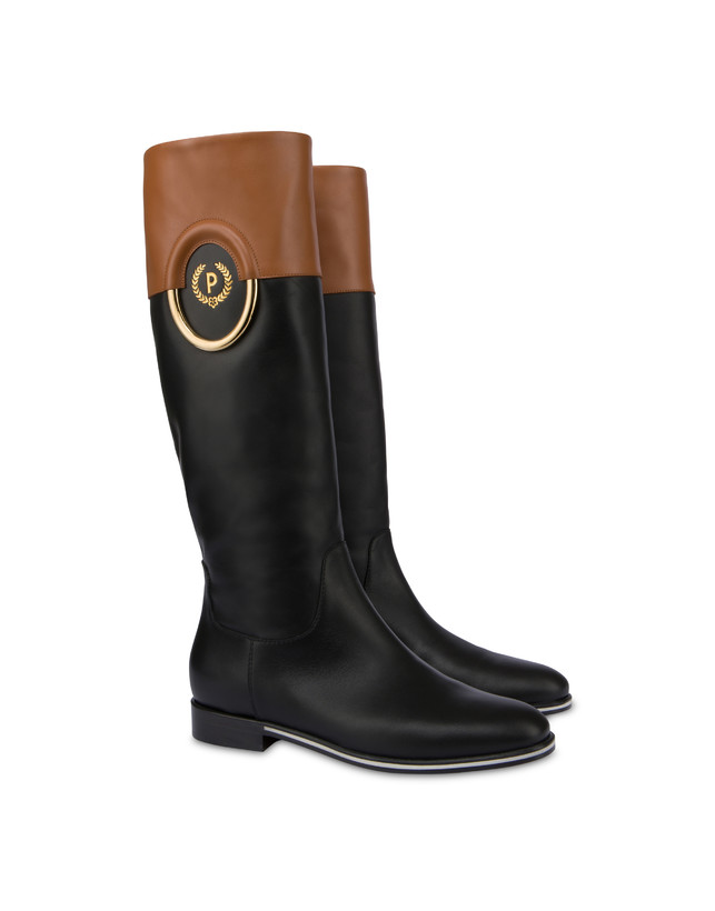 Pollini Stivali In Vitello Bicolor Wonder Nero/toffee Offerta speciale della fabbrica