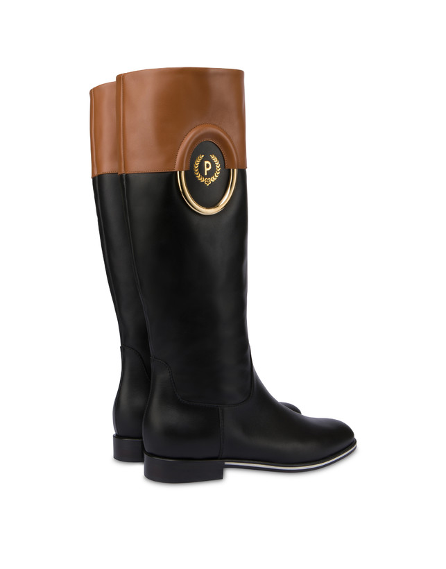 Pollini Stivali In Vitello Bicolor Wonder Nero/toffee Offerta speciale della fabbrica