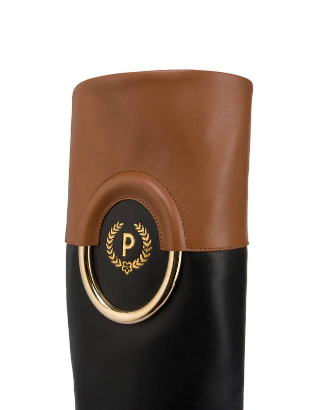 Pollini Stivali In Vitello Bicolor Wonder Nero/toffee Offerta speciale della fabbrica