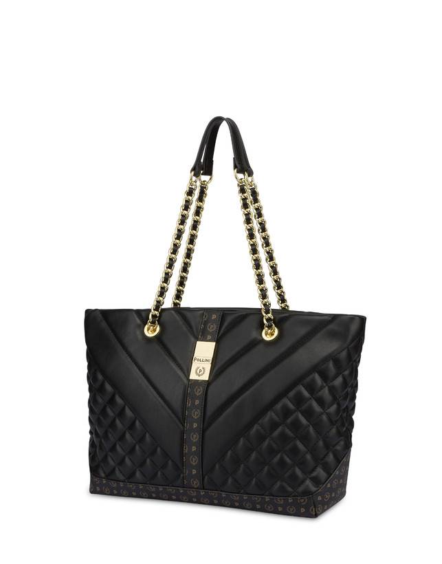 Pollini Tote Bag Matelassé Backgammon Nero/nero Super sconto
