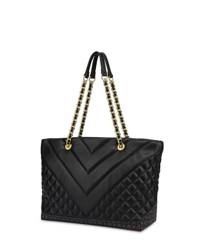 Pollini Tote Bag Matelassé Backgammon Nero/nero Super sconto