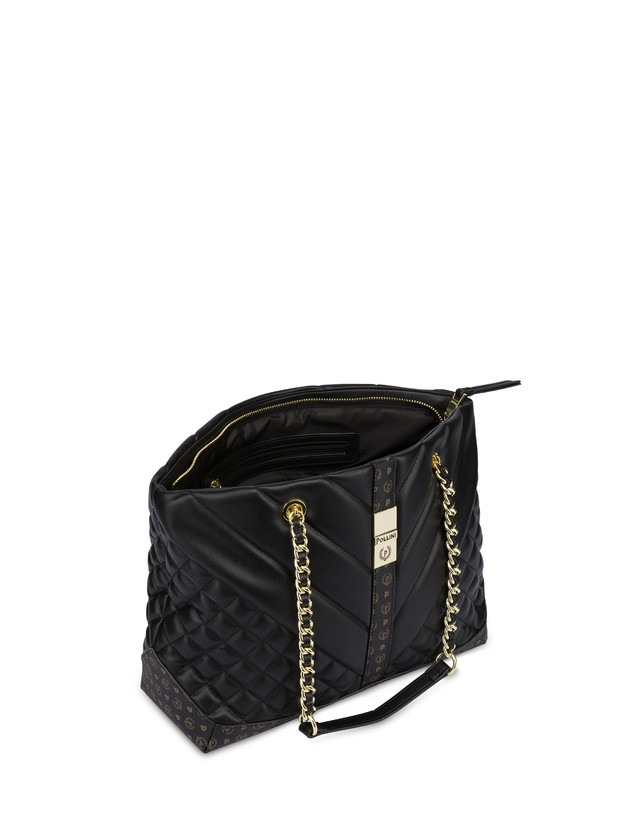 Pollini Tote Bag Matelassé Backgammon Nero/nero Super sconto