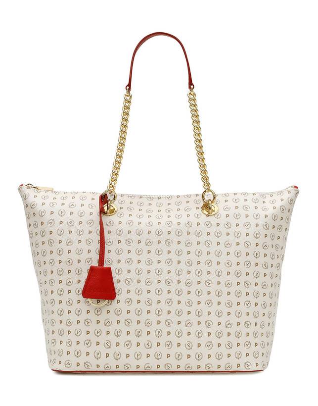 Pollini Shopping Bag Heritage Logo Classic Avorio/lacca Nuovo