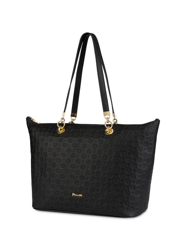 Pollini Shopping Bag Heritage Logo Embossed Nero Vendita
