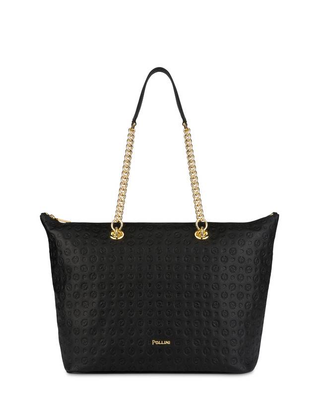 Pollini Shopping Bag Heritage Logo Embossed Nero Vendita