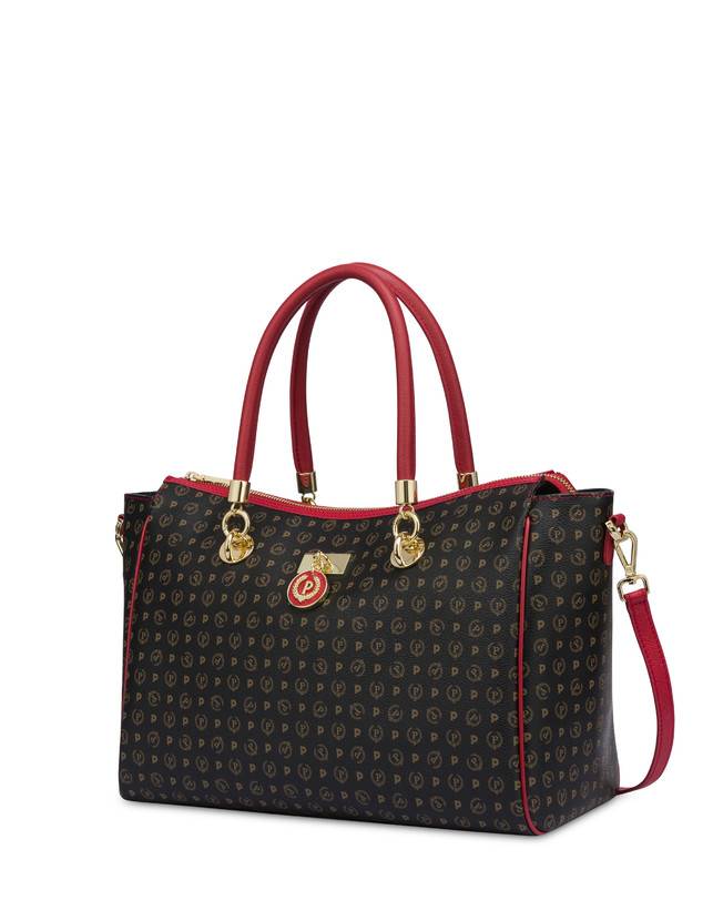 Pollini Borsa Doppio Manico Heritage Logo Classic Nero/lacca Pezzi Unici