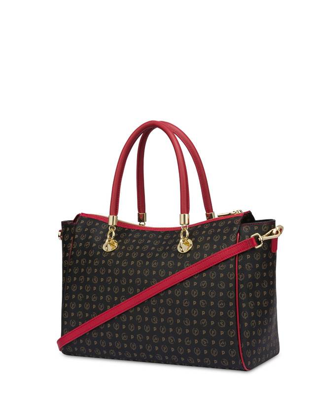 Pollini Borsa Doppio Manico Heritage Logo Classic Nero/lacca Pezzi Unici