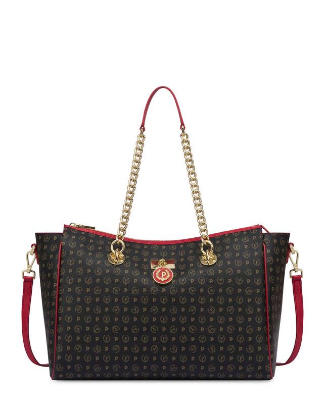 Pollini Borsa Doppio Manico Heritage Logo Classic Nero/lacca Pezzi Unici