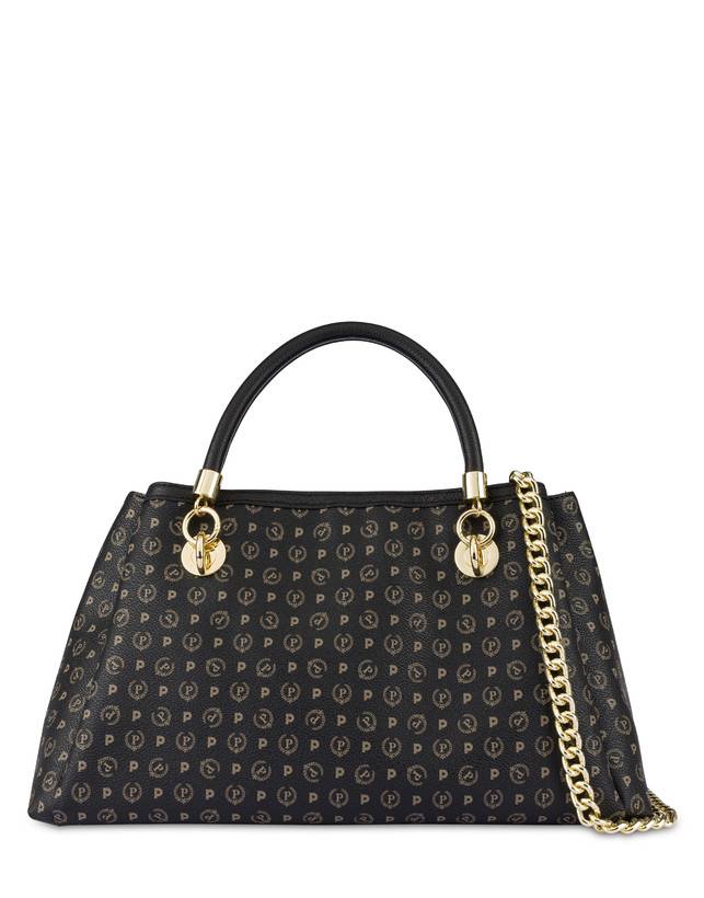 Pollini Borsa A Mano Heritage Logo Classic Nero/nero Soddisfazione Garantita