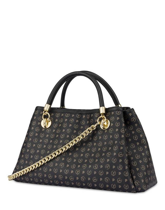 Pollini Borsa A Mano Heritage Logo Classic Nero/nero Soddisfazione Garantita