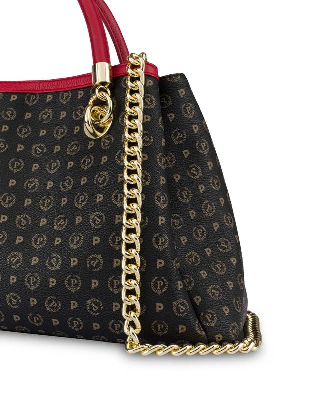 Pollini Borsa A Mano Heritage Logo Classic Nero/lacca Qualità Garantita