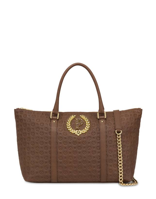 Pollini Shopping Bag Heritage Logo Embossed Marrone Negozi Online