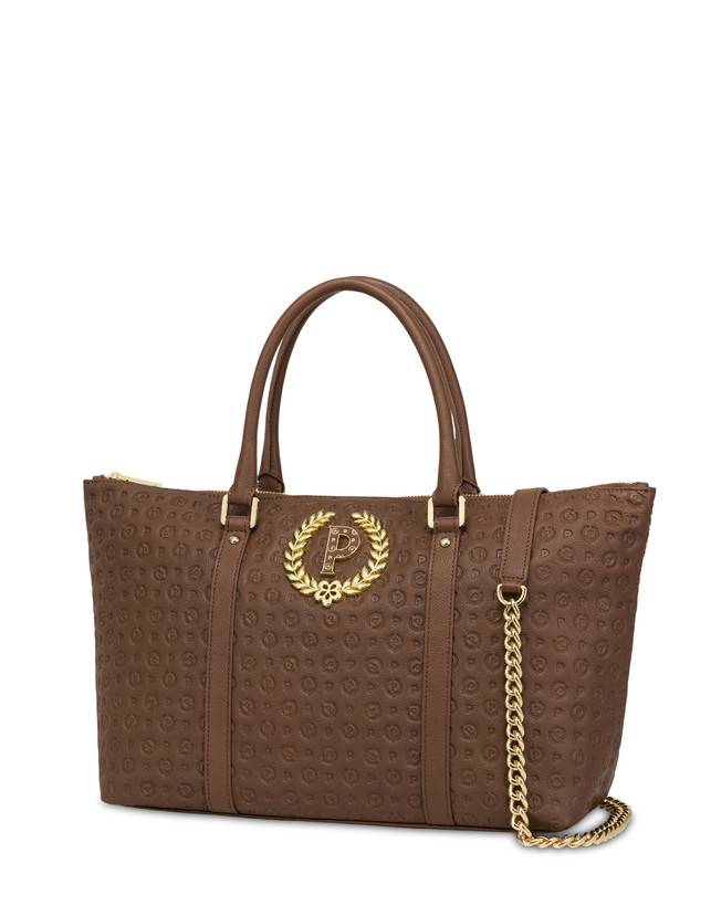 Pollini Shopping Bag Heritage Logo Embossed Marrone Negozi Online