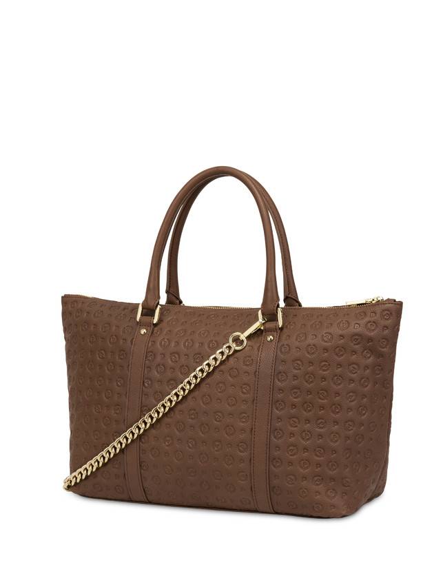 Pollini Shopping Bag Heritage Logo Embossed Marrone Negozi Online