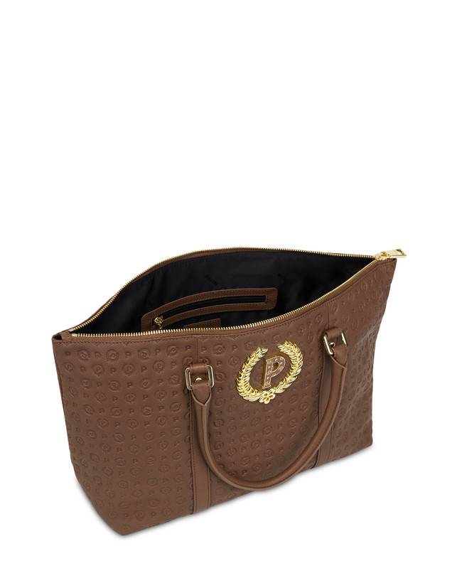 Pollini Shopping Bag Heritage Logo Embossed Marrone Negozi Online