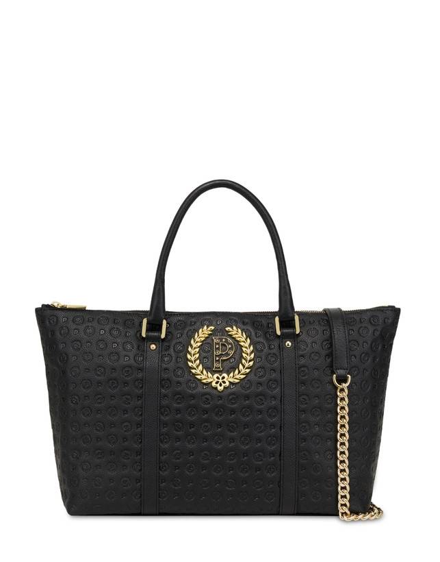 Pollini Shopping Bag Heritage Logo Embossed Nero Acquista Ora