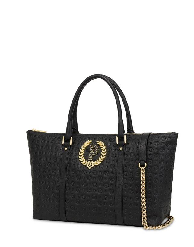 Pollini Shopping Bag Heritage Logo Embossed Nero Acquista Ora