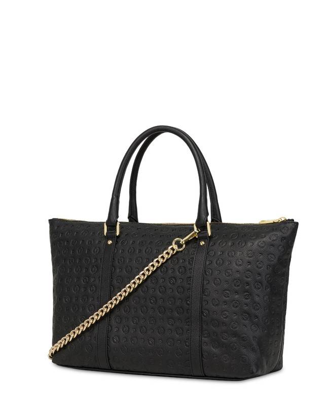 Pollini Shopping Bag Heritage Logo Embossed Nero Acquista Ora