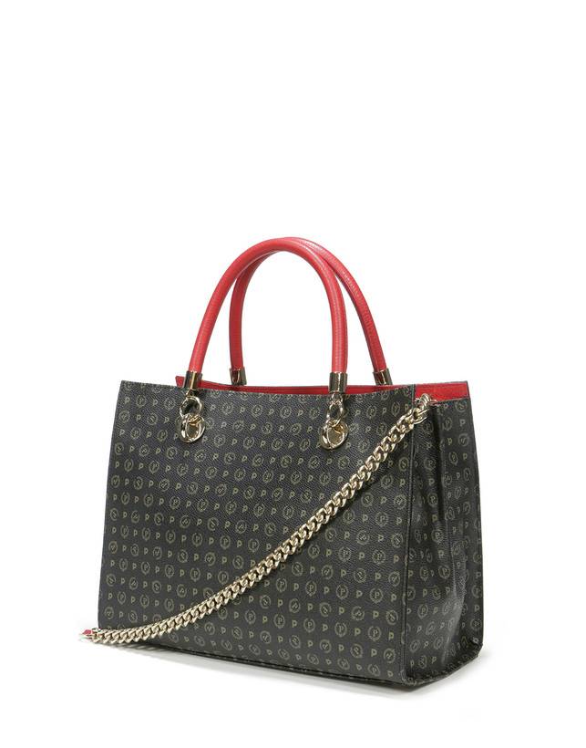 Pollini Shopping Bag Heritage Logo Classic Nero/lacca Consegna Veloce