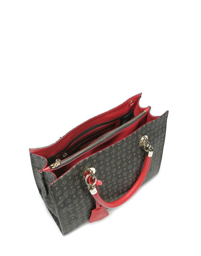 Pollini Shopping Bag Heritage Logo Classic Nero/lacca Consegna Veloce