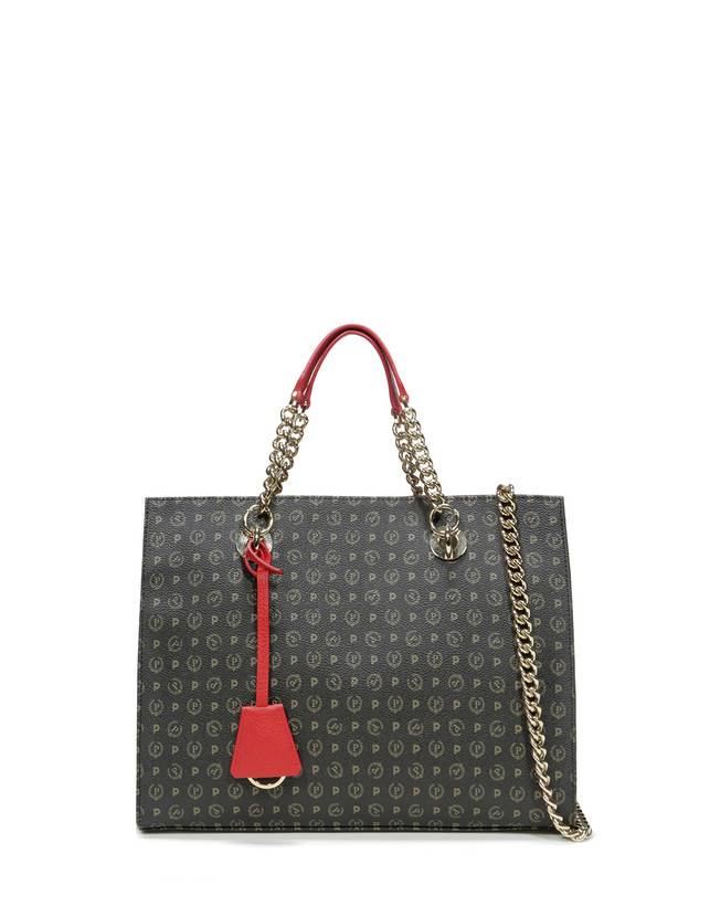 Pollini Shopping Bag Heritage Logo Classic Nero/lacca Consegna Veloce