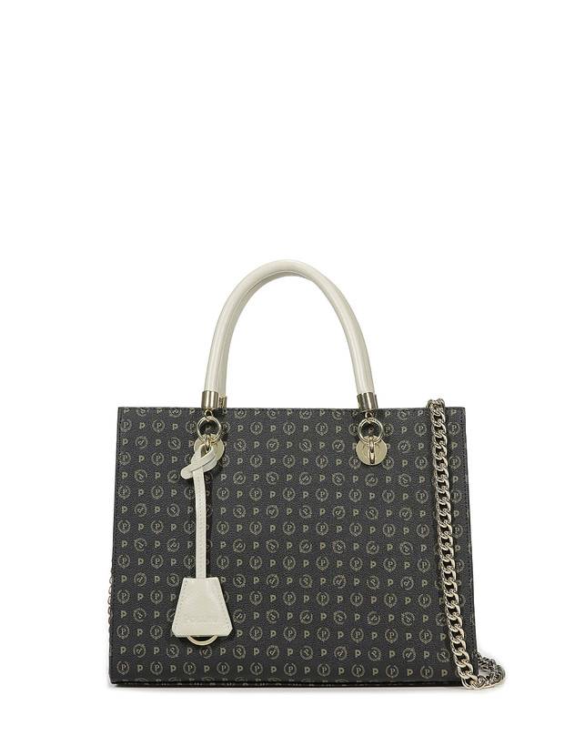 Pollini Shopping Bag Heritage Logo Classic Nero/avorio Promozione Limitata