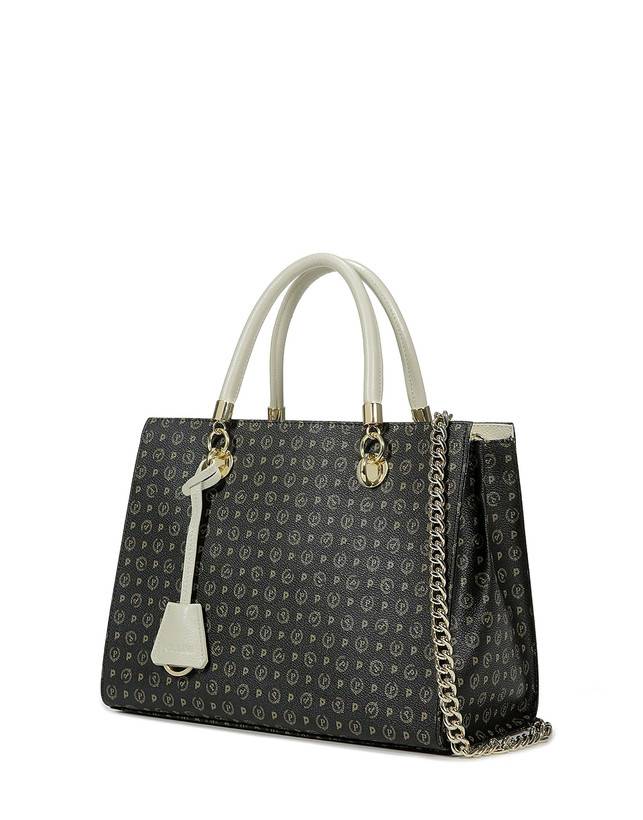 Pollini Shopping Bag Heritage Logo Classic Nero/avorio Promozione Limitata