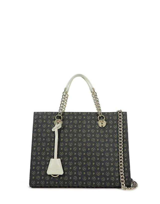 Pollini Shopping Bag Heritage Logo Classic Nero/avorio Promozione Limitata
