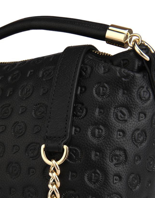 Pollini Borsa A Mano Heritage Logo Embossed Nero Convenienza