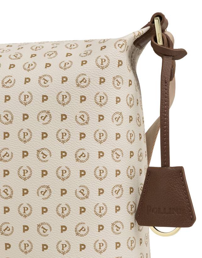 Pollini Borsa Hobo Heritage Logo Classic Avorio/marrone Online