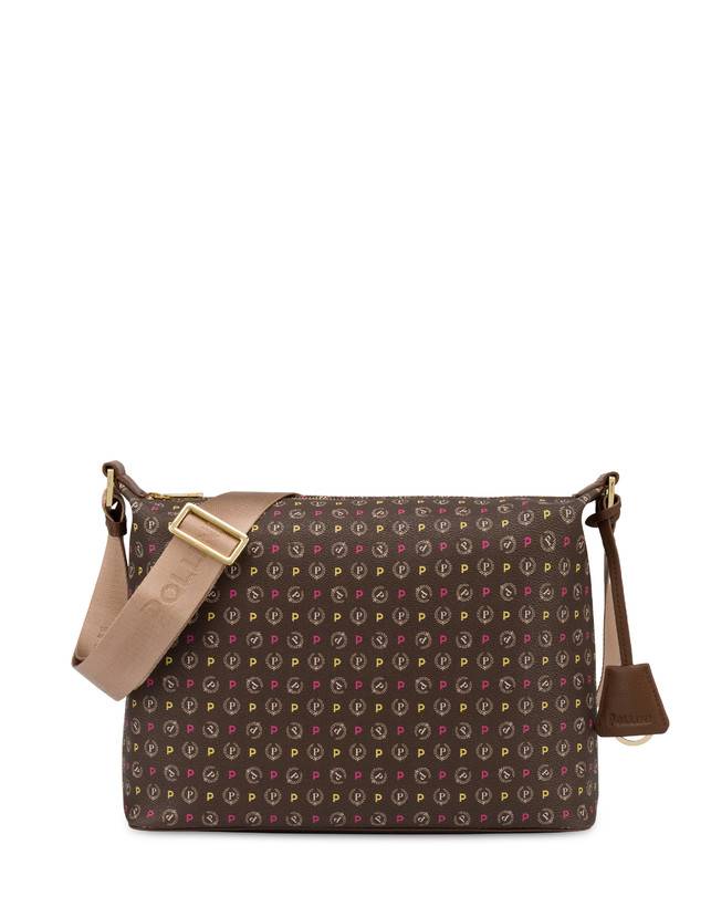 Pollini Borsa Hobo Heritage Logo Classic Multicolor/marrone Outlet
