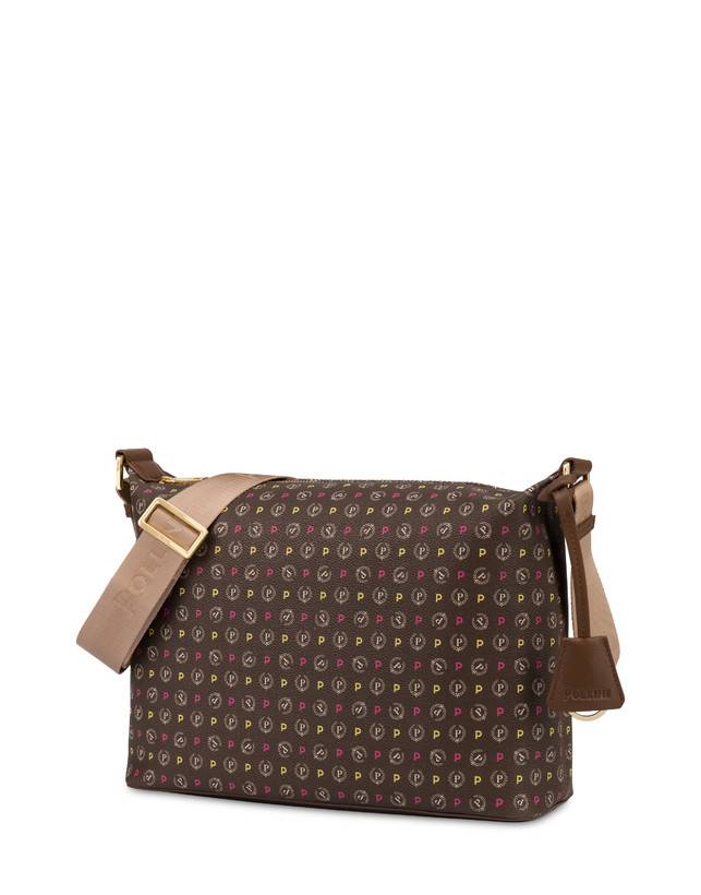 Pollini Borsa Hobo Heritage Logo Classic Multicolor/marrone Outlet